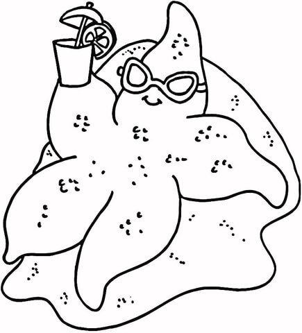 Starfish On The Beach  Coloring Page